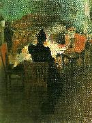Carl Larsson ljusinterior fran dalarna- vid lampan USA oil painting artist